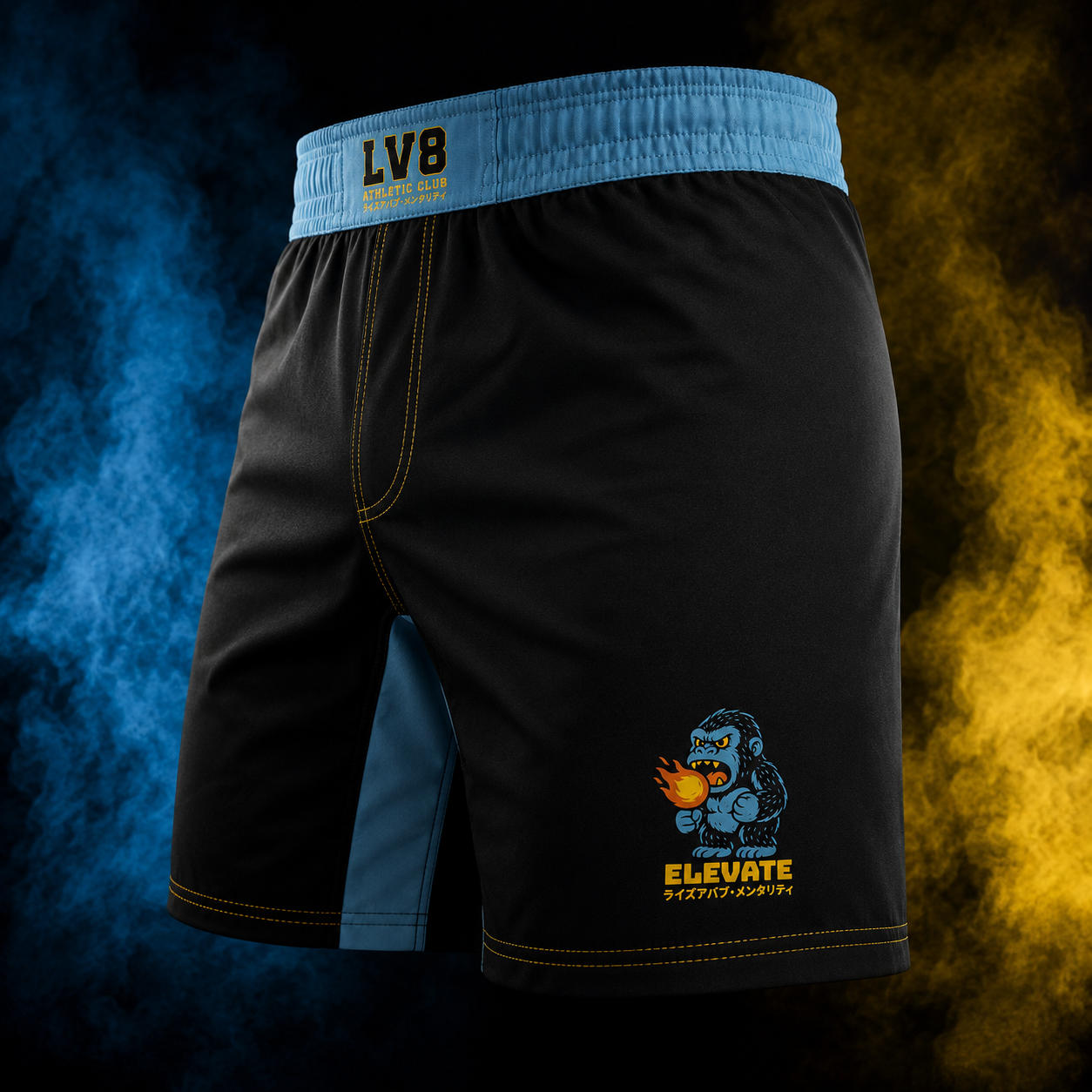 Blazing Ape men's BJJ shorts side logo view