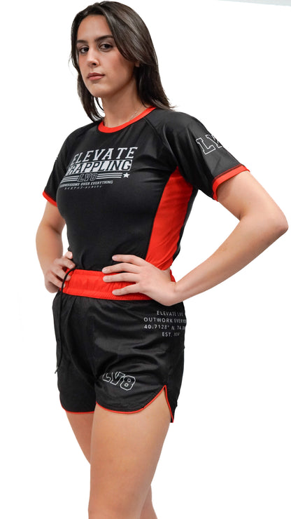 Women's Elevate V1. Fight Shorts. Red