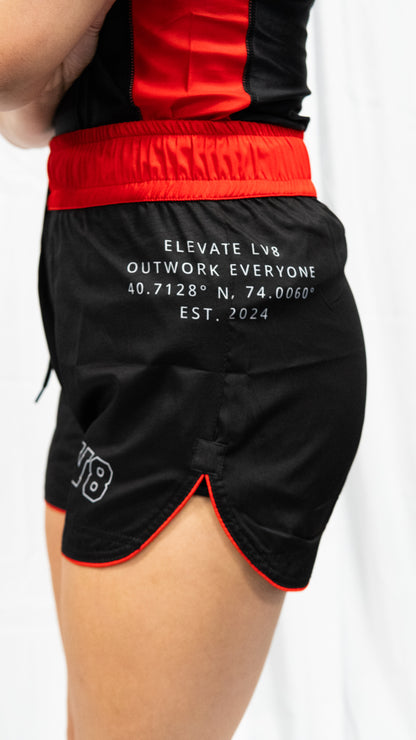 Women's Elevate V1. Fight Shorts. Red