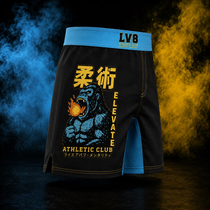 Blazing Ape kids BJJ shorts side graphic view