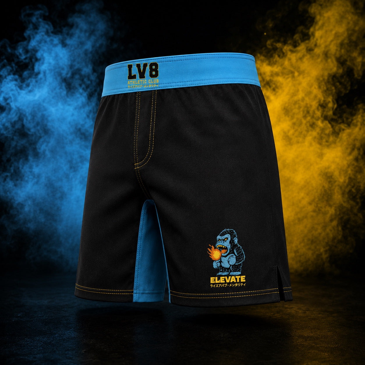 Blazing Ape kids BJJ shorts side logo view