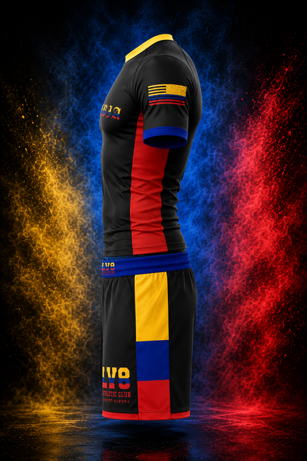 Side view of the LV8 Colombia adult men's No-Gi set